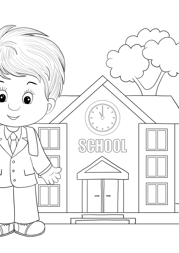 A boy going to school coloring sheet free to print and color