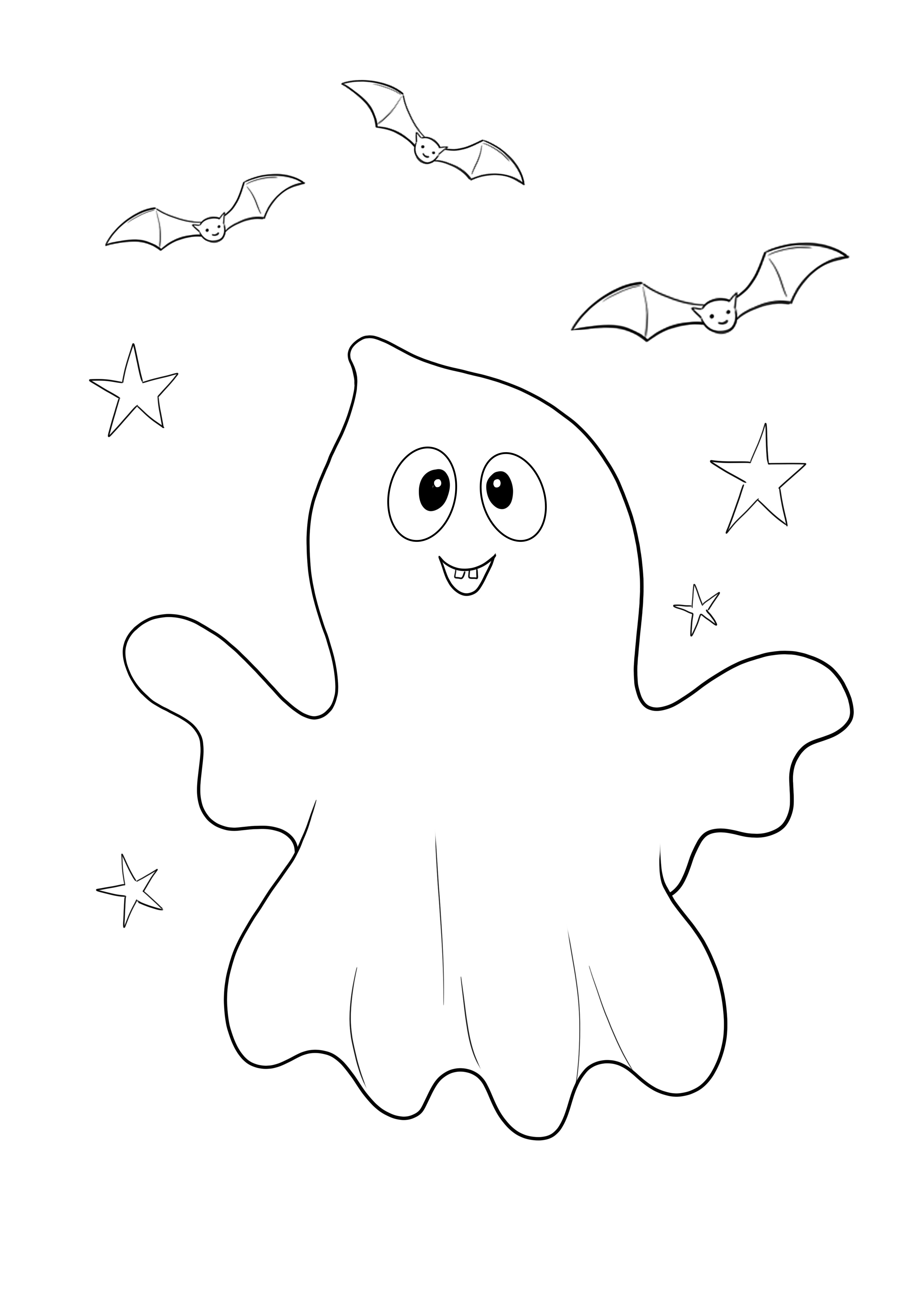 Leuke spook-Halloween-vieringsafbeelding voor gratis afdrukken kleurplaat