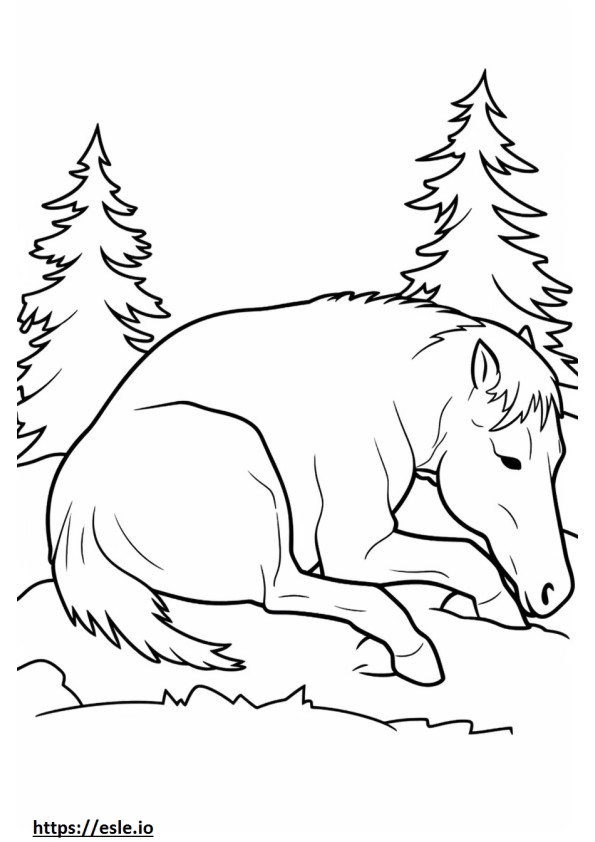 Cavalo canadense dormindo para colorir