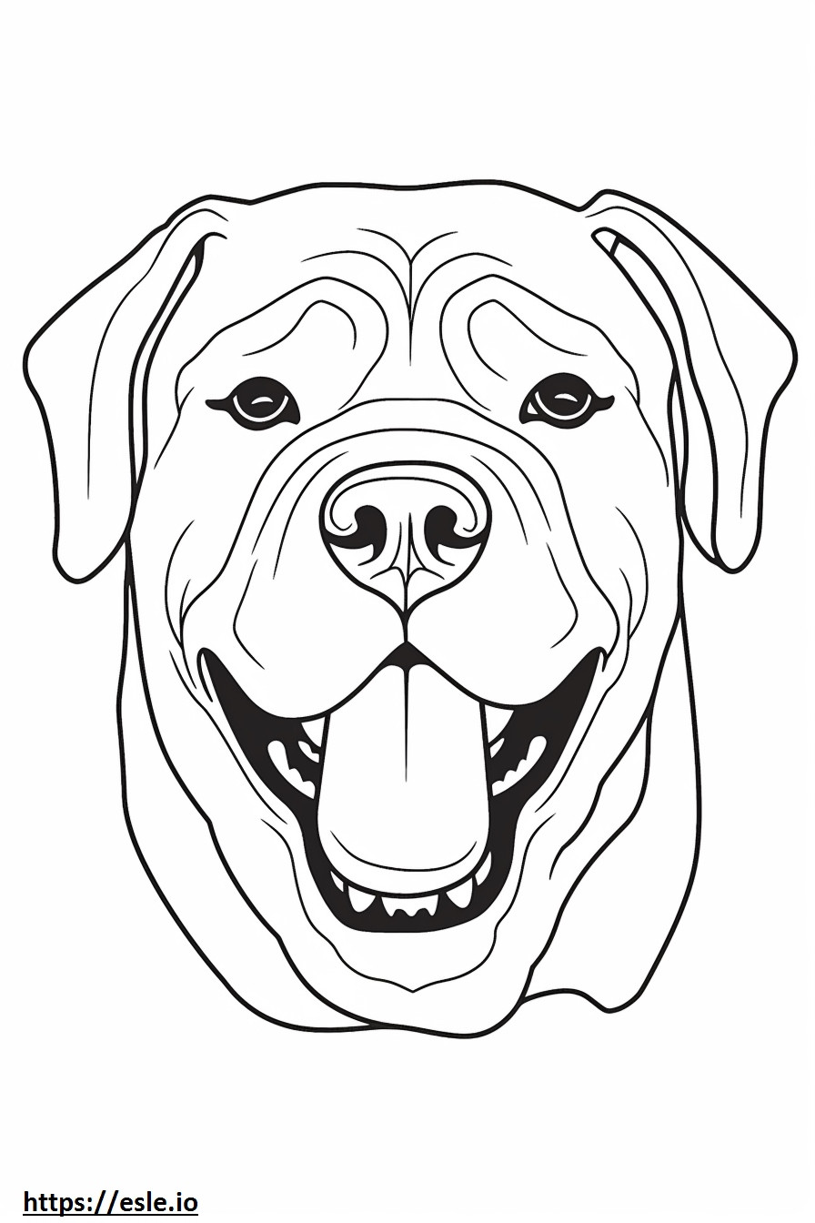 Emoji de sorriso de Cane Corso para colorir