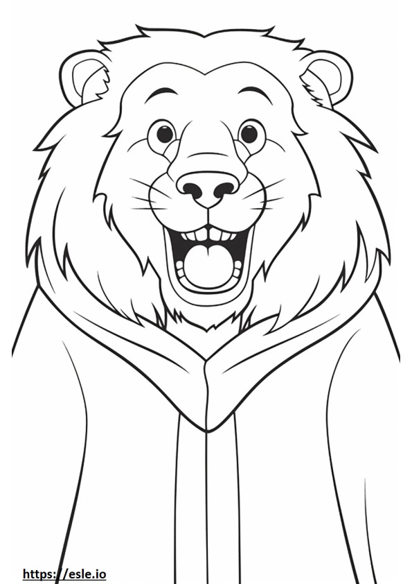 Cape Lion smile emoji coloring page