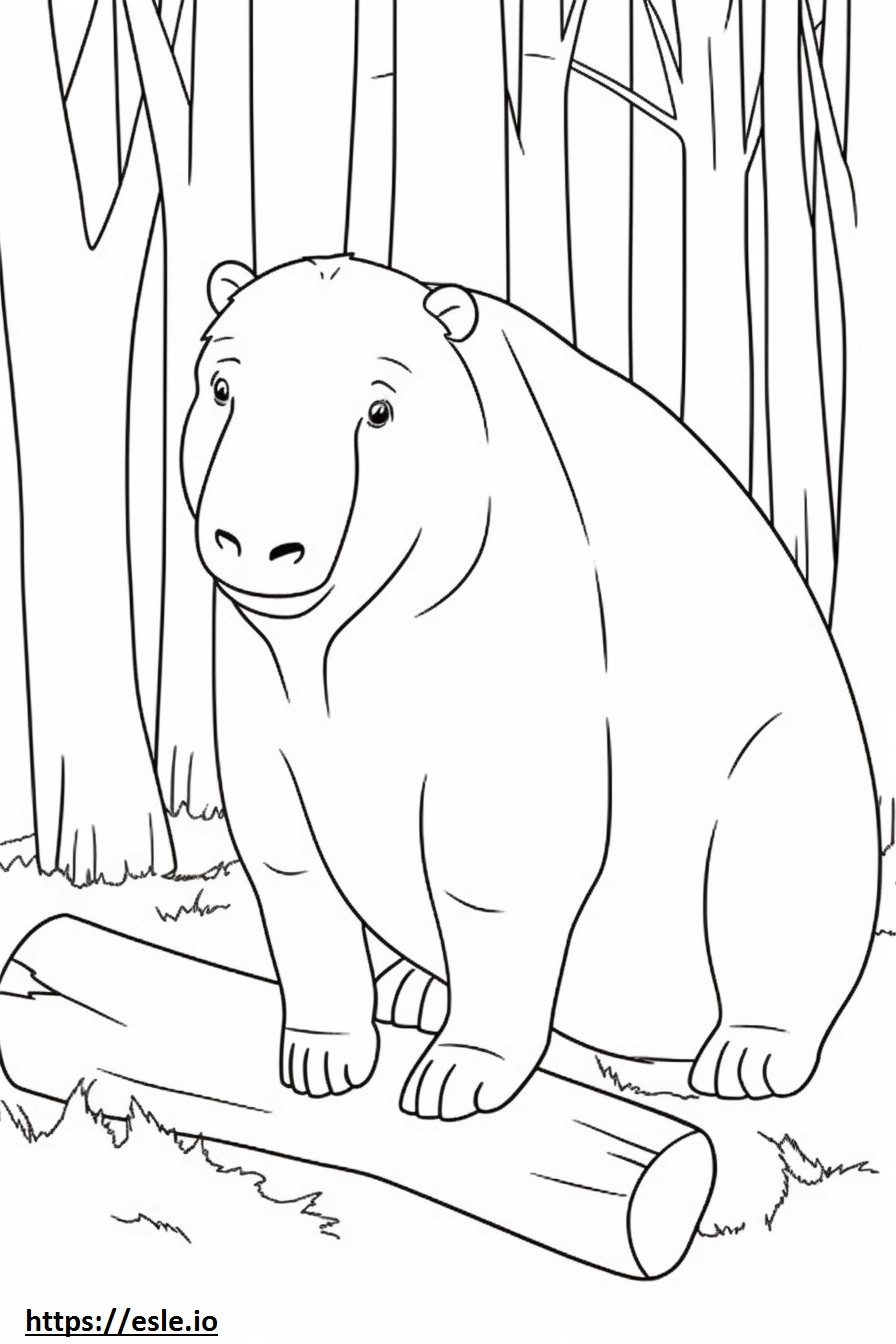 Capybara cartoon coloring page