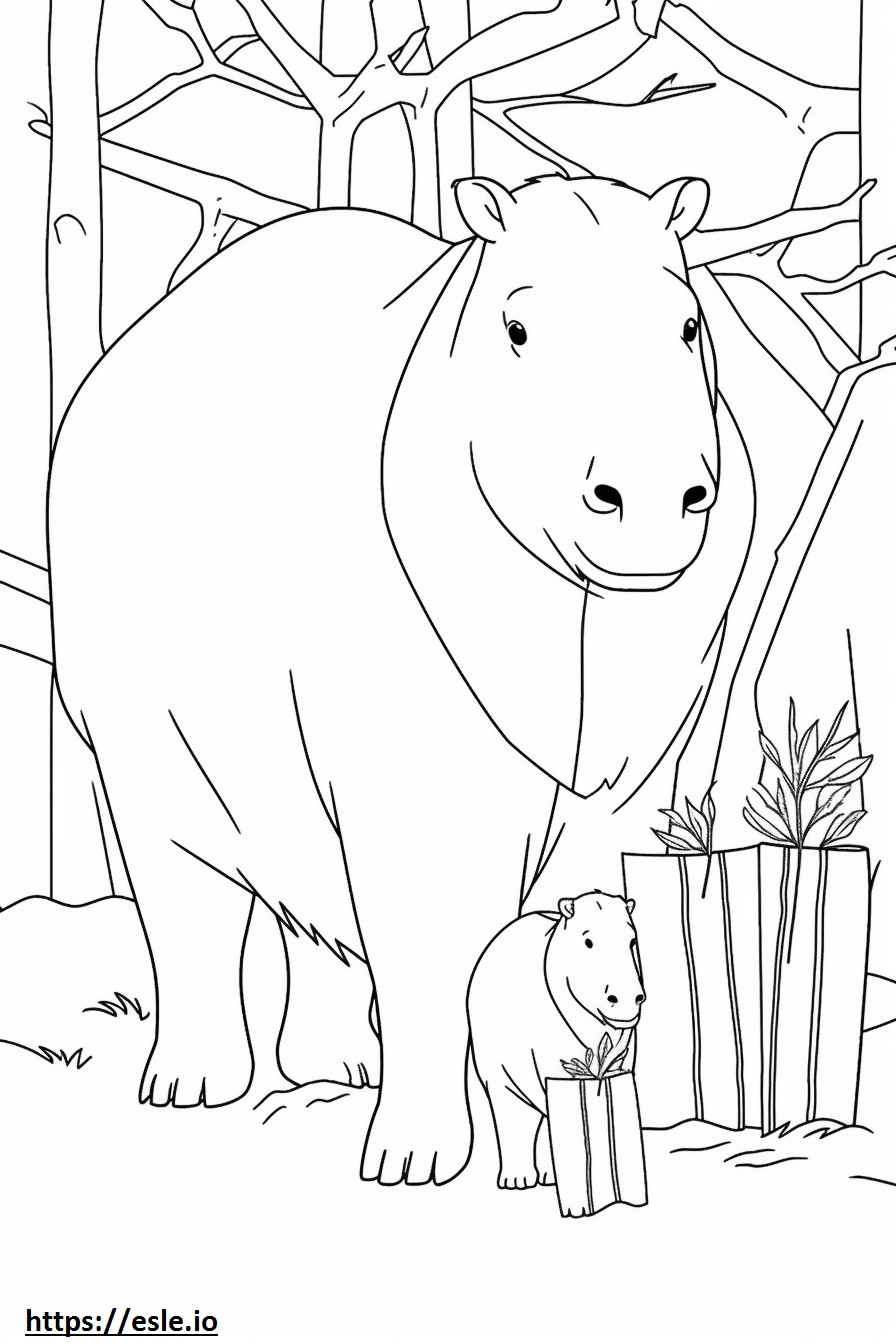 Capybara happy coloring page