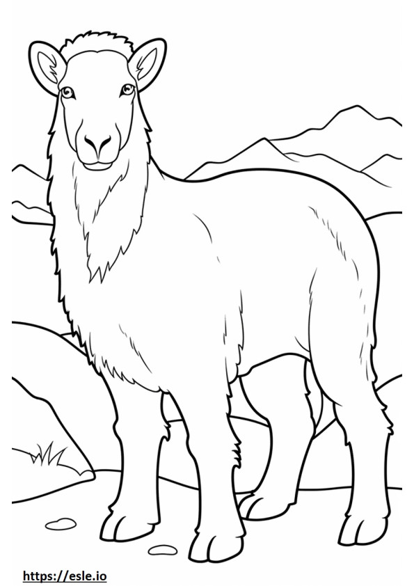 Coloriage Caricature de chèvre en cachemire à imprimer