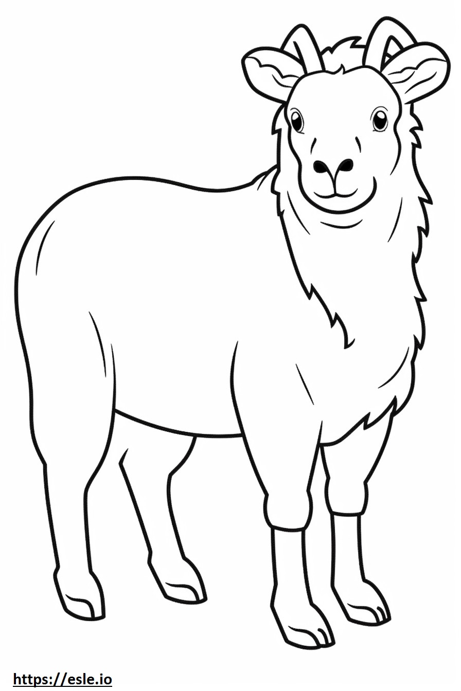 Cabra De Cachemira Kawaii para colorear e imprimir