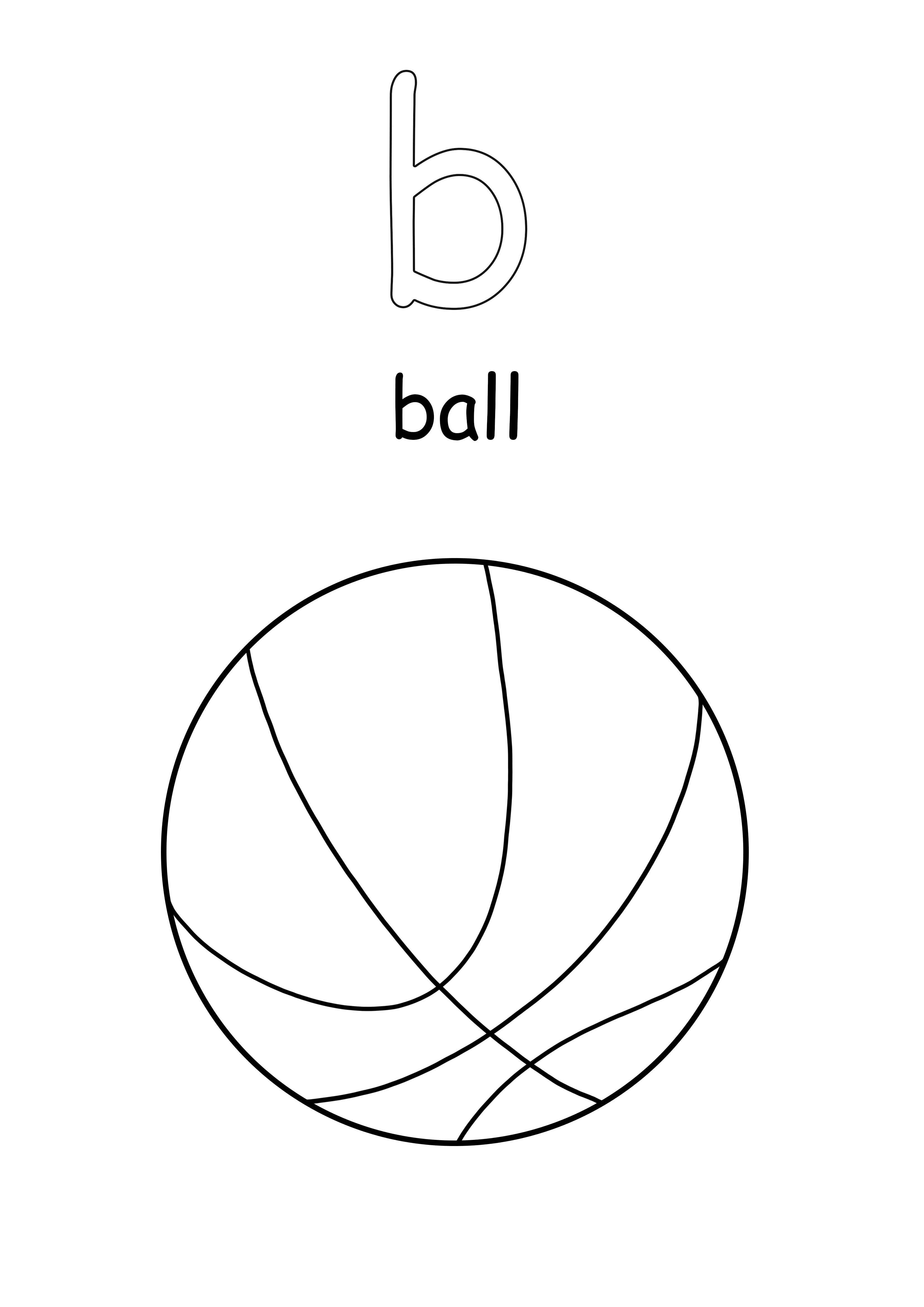 Der Kleinbuchstabe b stammt aus dem kostenlos herunterladbaren Blatt Ball Word