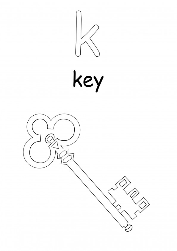 Le k minuscule est pour la coloration et le téléchargement gratuits de la clé de mot