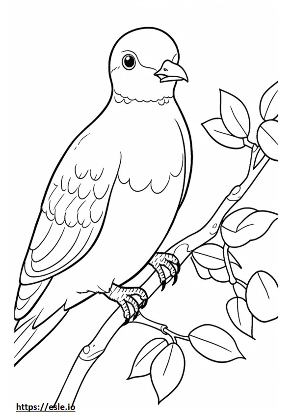 Desen animat porumbel verde cu gâtul roz de colorat