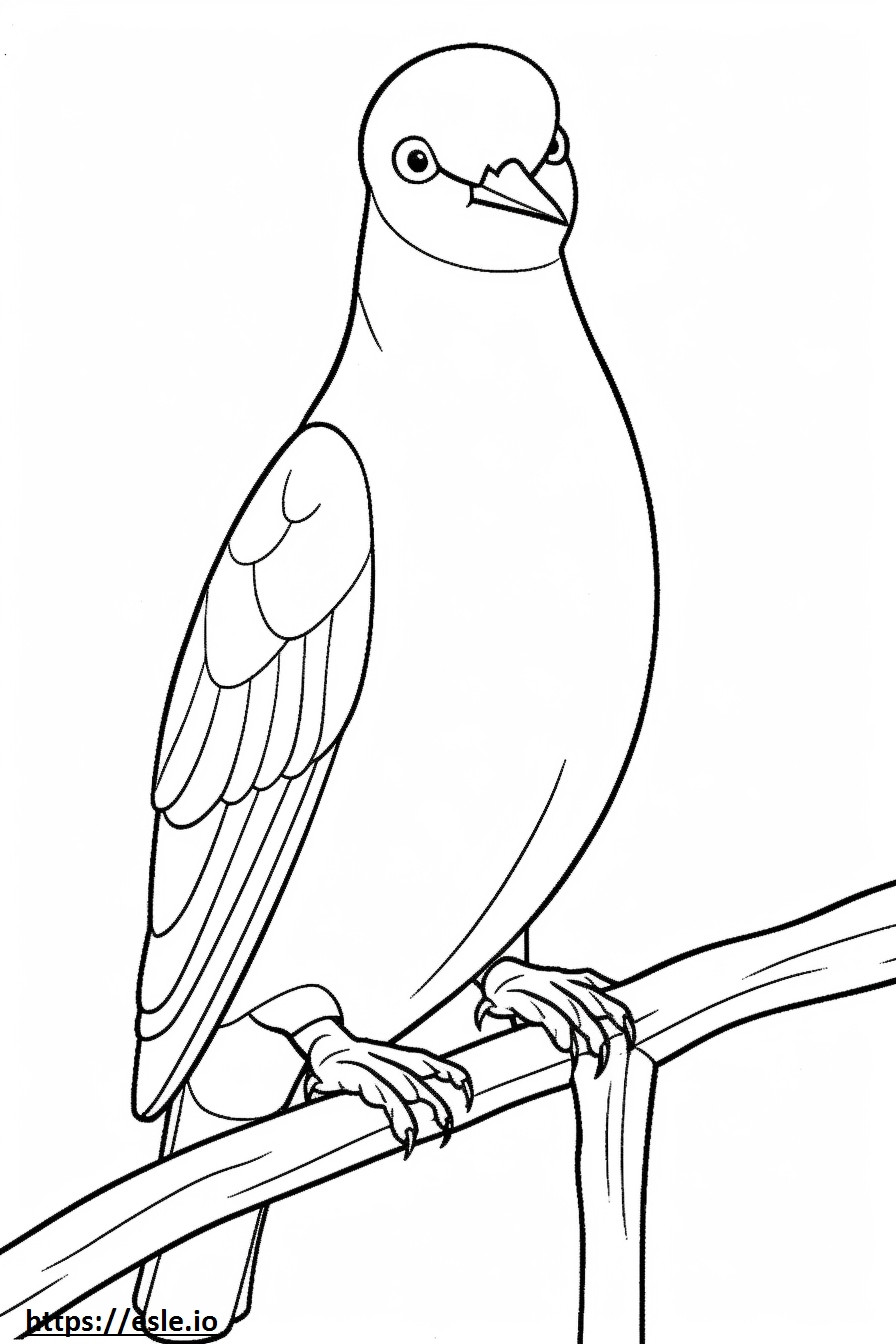 Cartoon der Grünen Taube mit rosa Hals ausmalbild