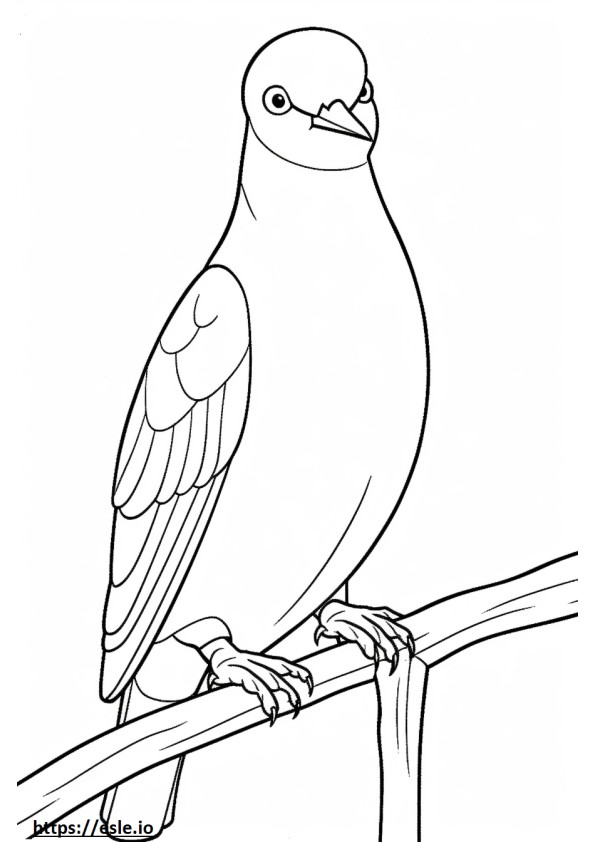 Cartoon der Grünen Taube mit rosa Hals ausmalbild