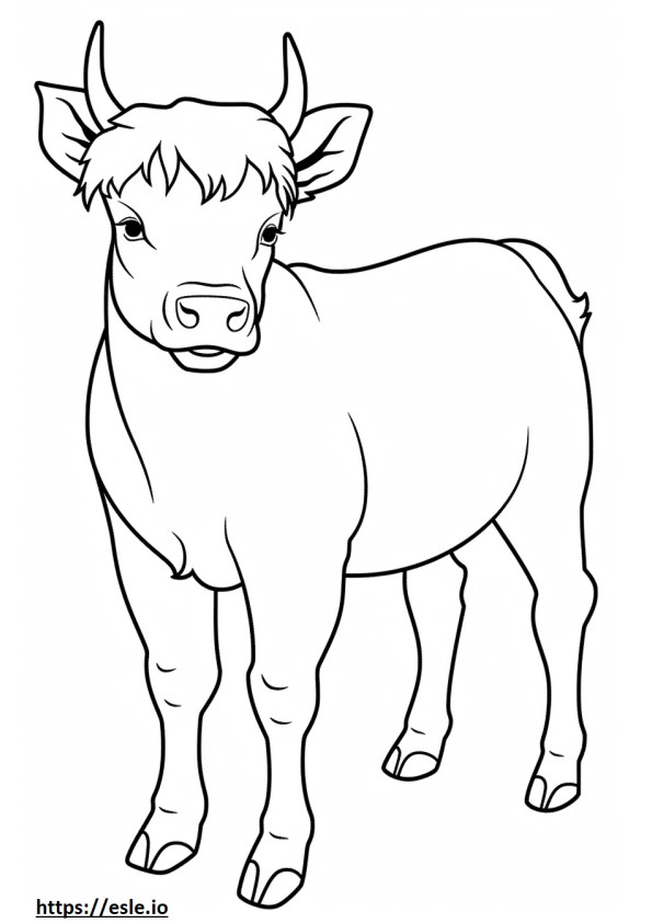 Coloriage Caricature de bovins des Highlands à imprimer