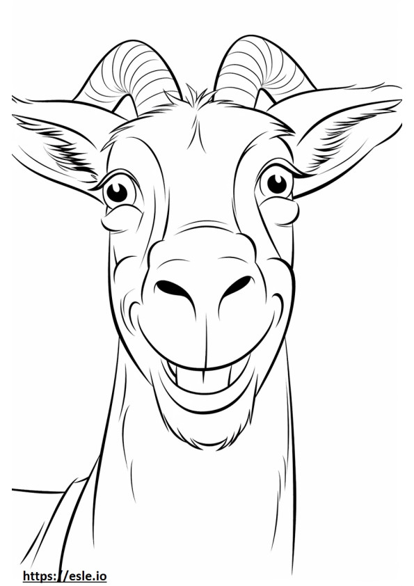 Emoji de sorriso de cabra LaMancha para colorir