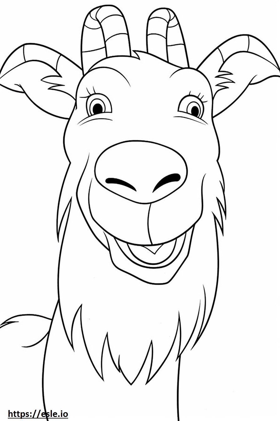 Coloriage Emoji sourire de chèvre LaMancha à imprimer