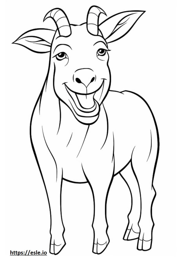 Emoji de sonrisa de cabra de LaMancha para colorear e imprimir