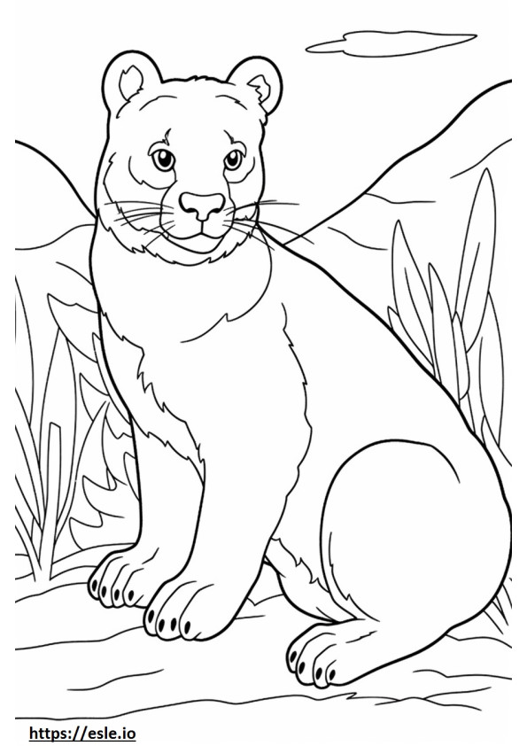 Jaguarundi Cat cute coloring page