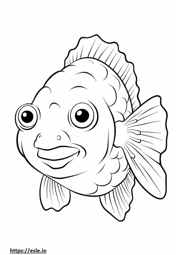 Flowerhorn Fish cute coloring page