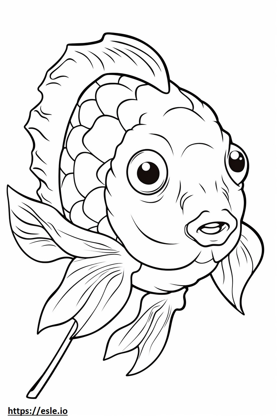 Peixe Flowerhorn fofo para colorir