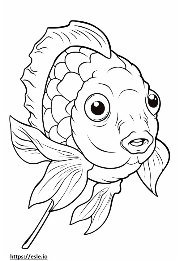 Flowerhorn vis schattig kleurplaat