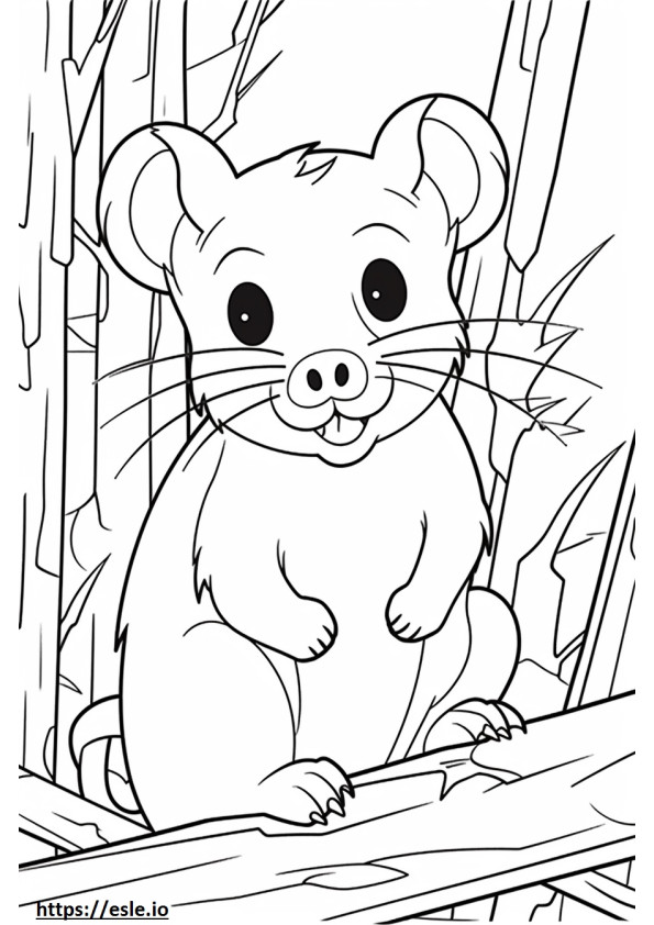 rato de madeira kawaii para colorir