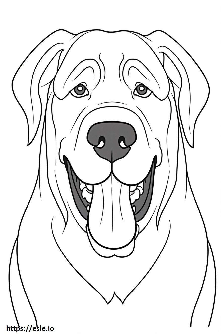 Spanish Mastiff smile emoji coloring page