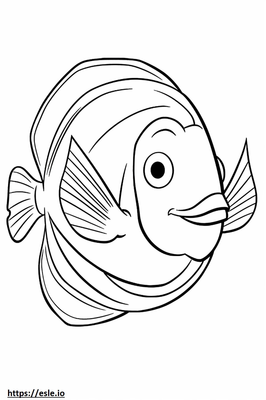 Schmiedeeiserner Falterfisch-Cartoon ausmalbild