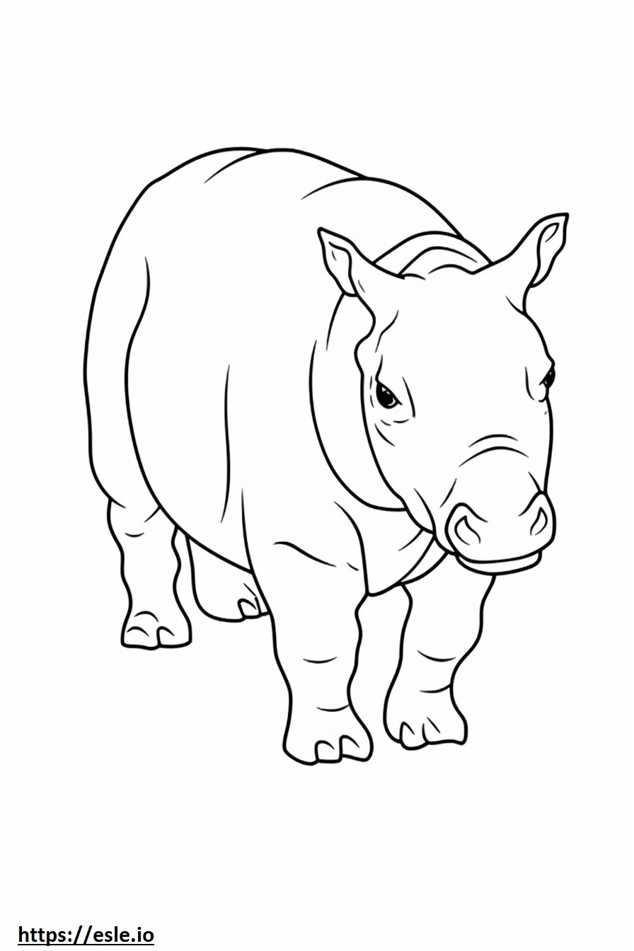 Coloriage Rhinocéros de Sumatra mignon à imprimer