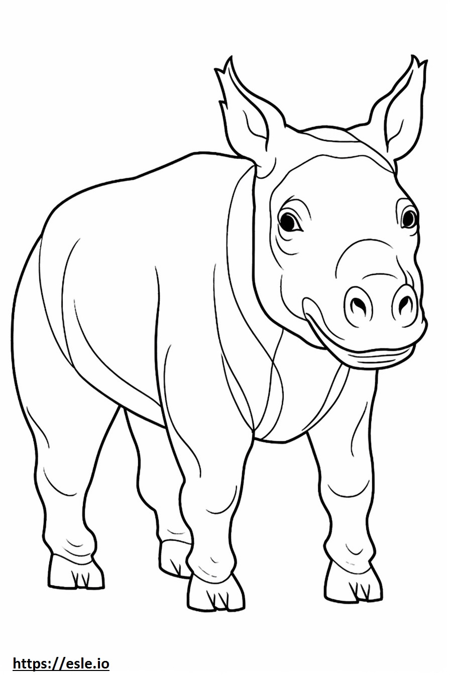 Rinoceronte de Sumatra fofo para colorir