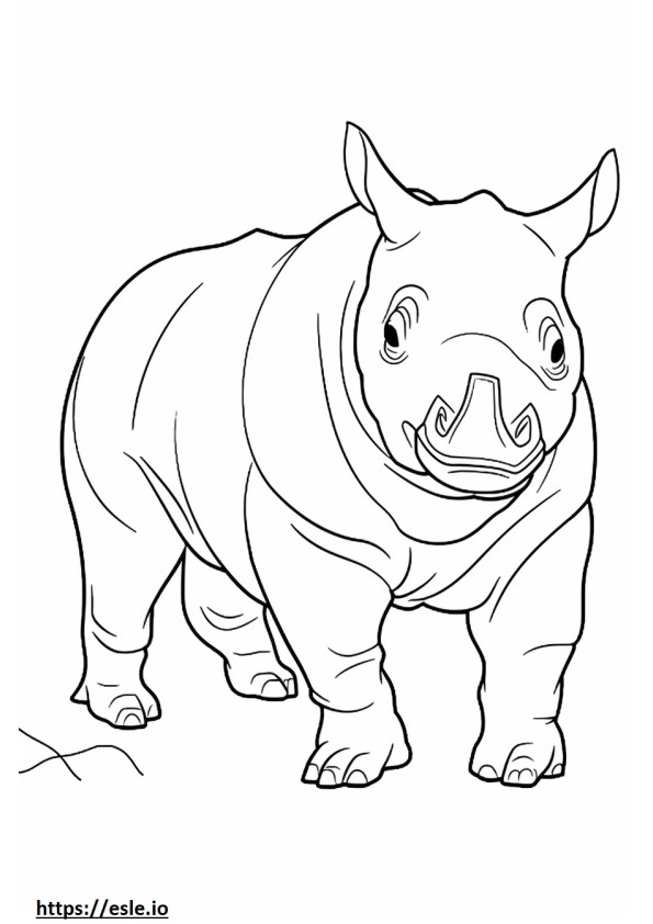 Rinoceronte de Sumatra lindo para colorear e imprimir