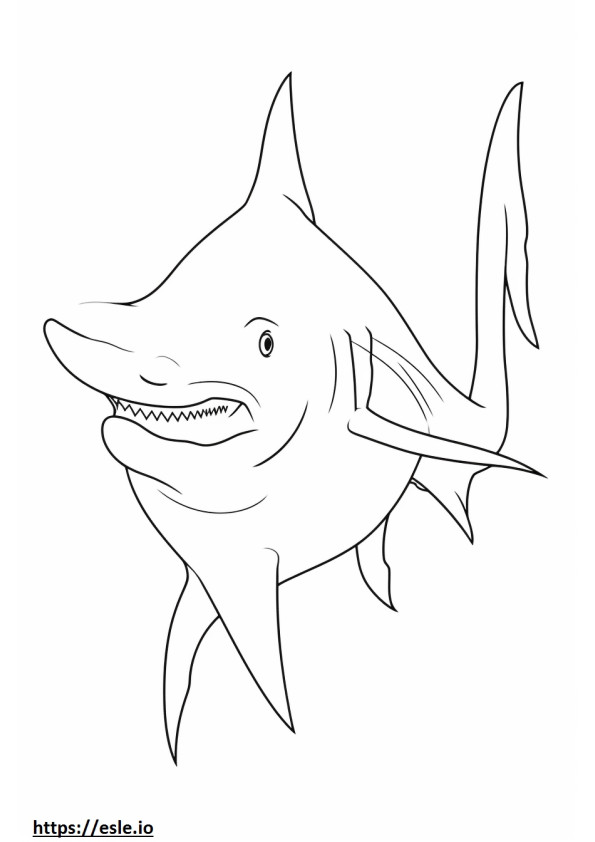Bonnethead Shark Kawaii värityskuva