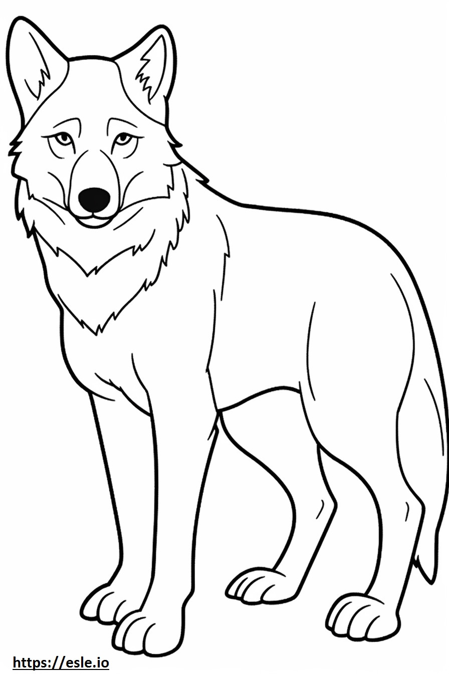 Coloriage Loup rouge mignon à imprimer
