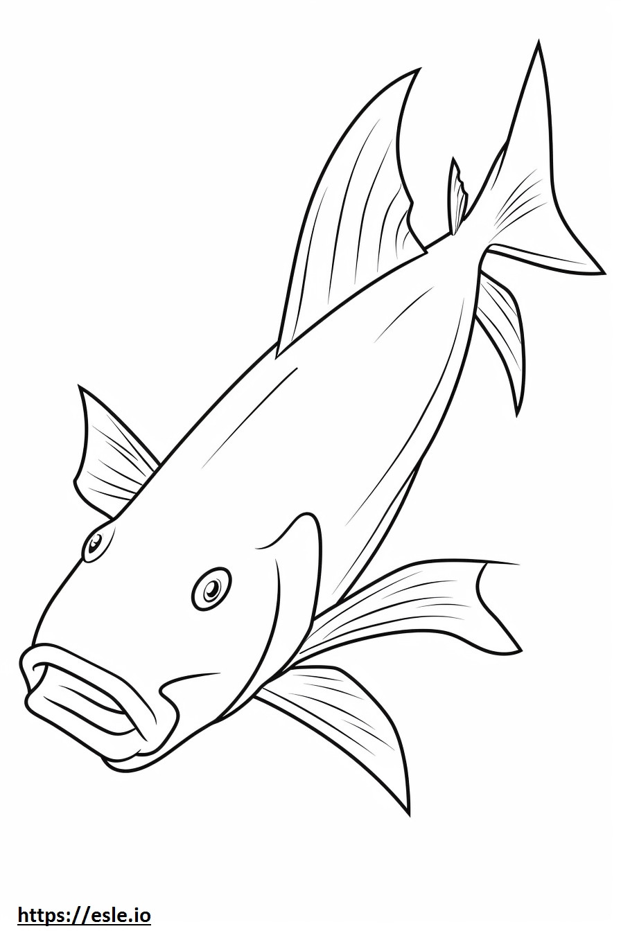 Beyaz Yayın Balığı Kawaii boyama