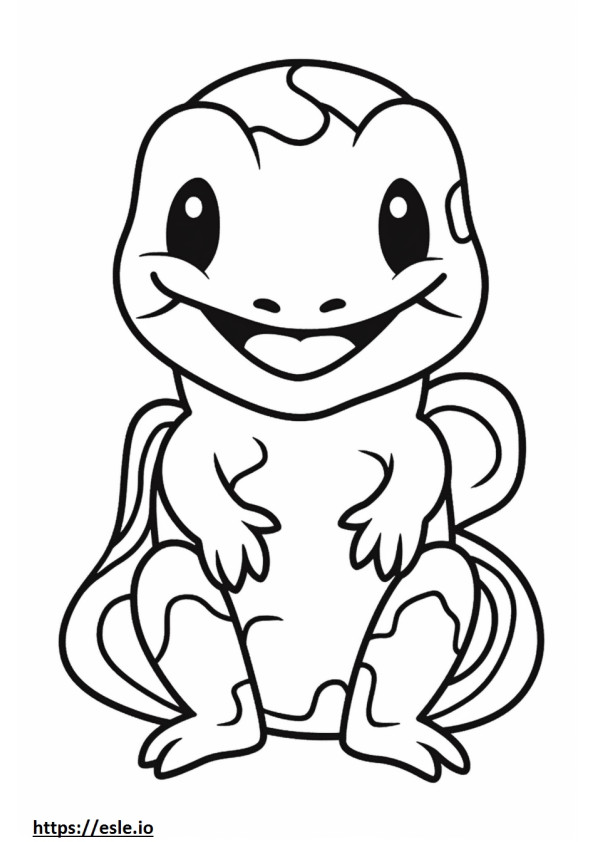 Salamandra de Fogo Kawaii para colorir