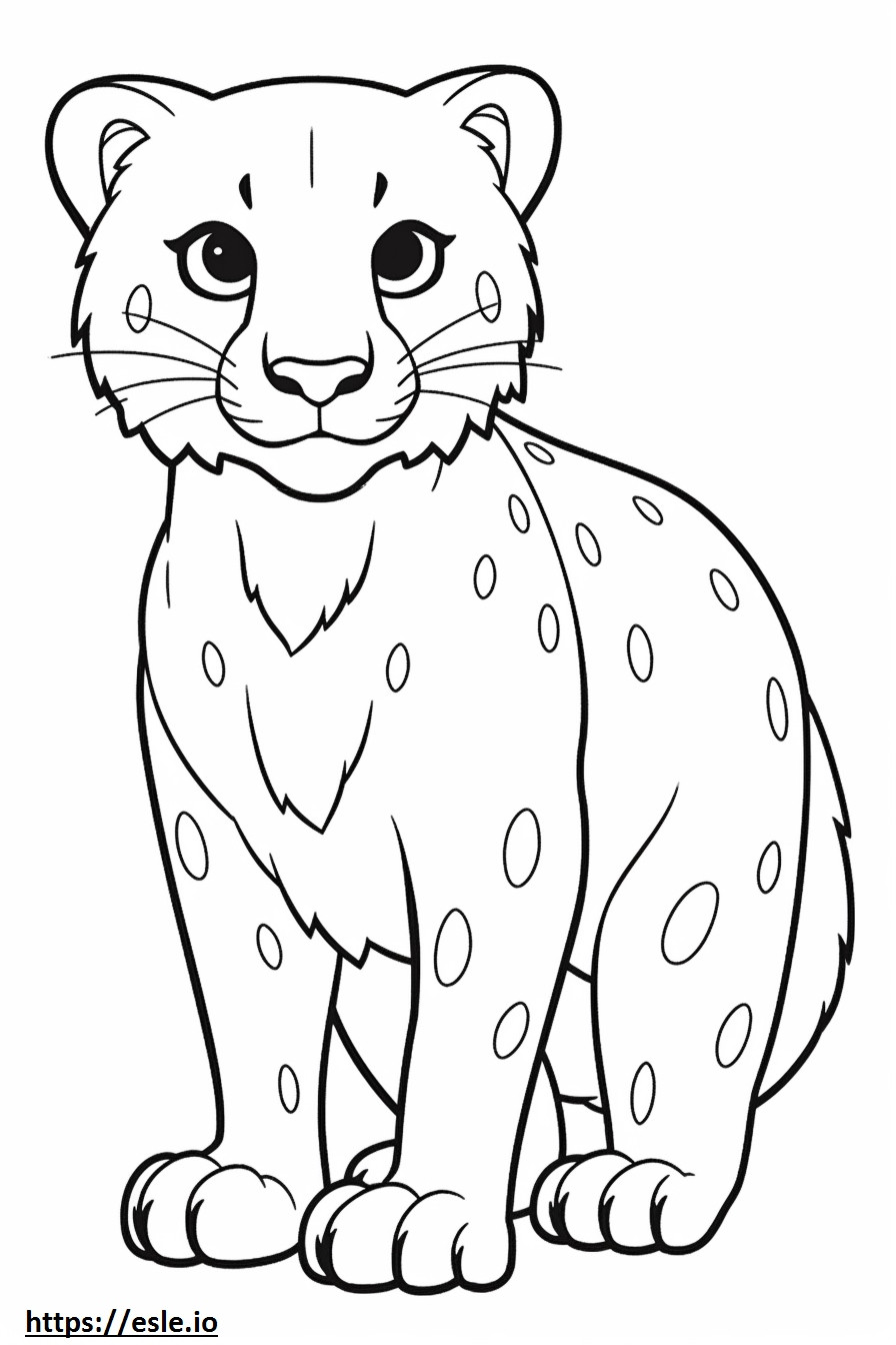 Snow Leopard Kawaii värityskuva