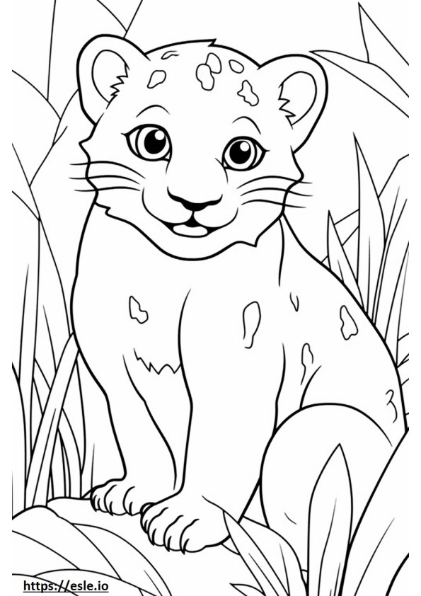 Snow Leopard Kawaii coloring page