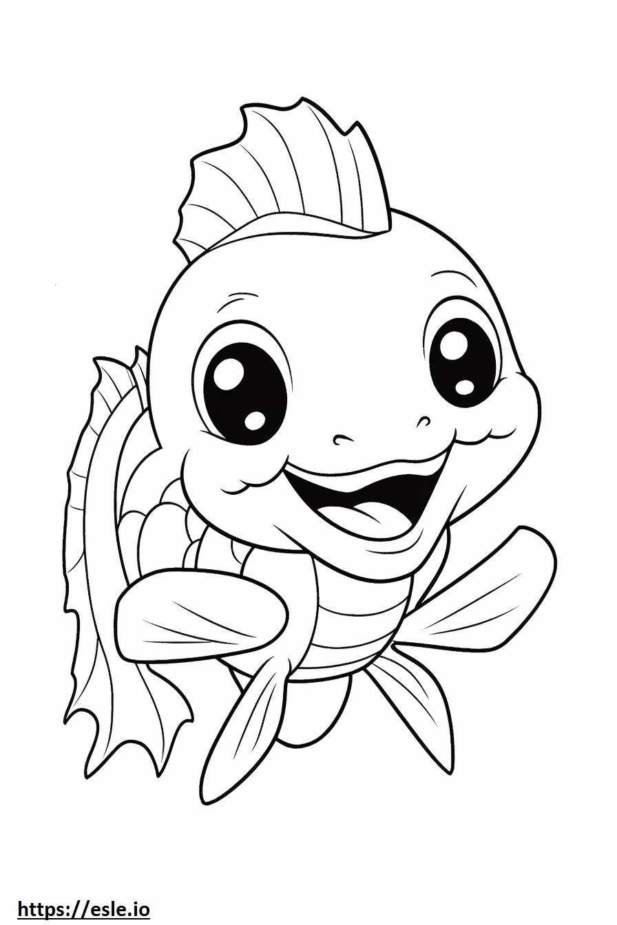 Dragonfish Kawaii coloring page