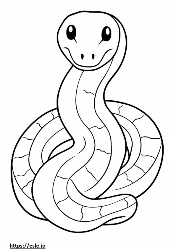 Serpiente Rata Oriental Kawaii para colorear e imprimir