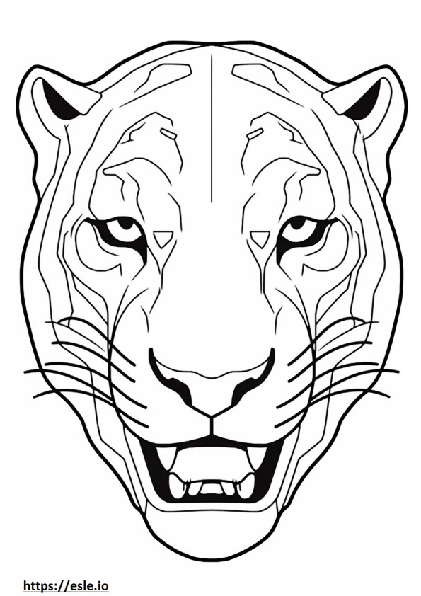 Față de tigru cu dinți de sabie de colorat