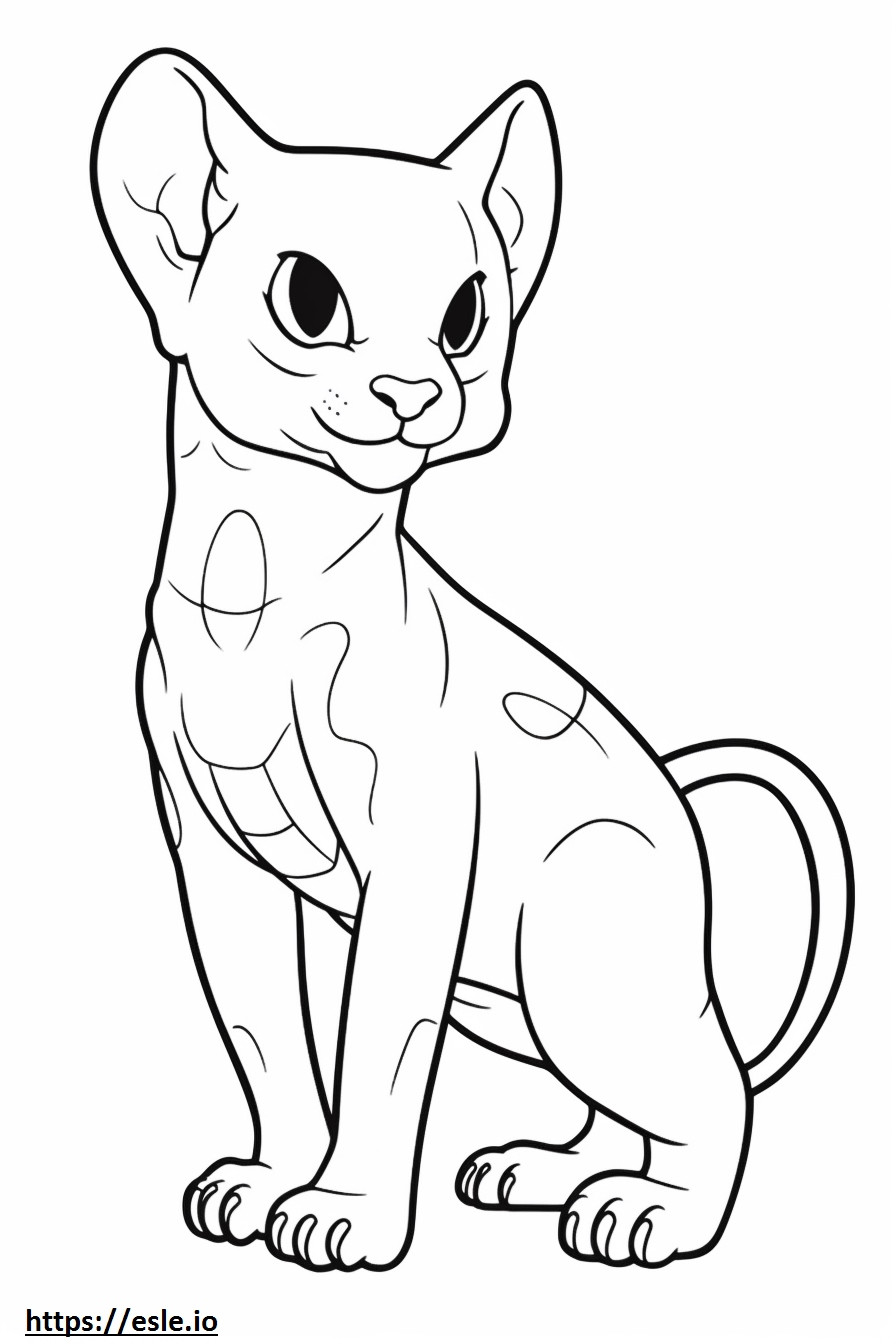 コーンレックス猫（コーニッシュレックス）かわいい ぬりえ - 塗り絵