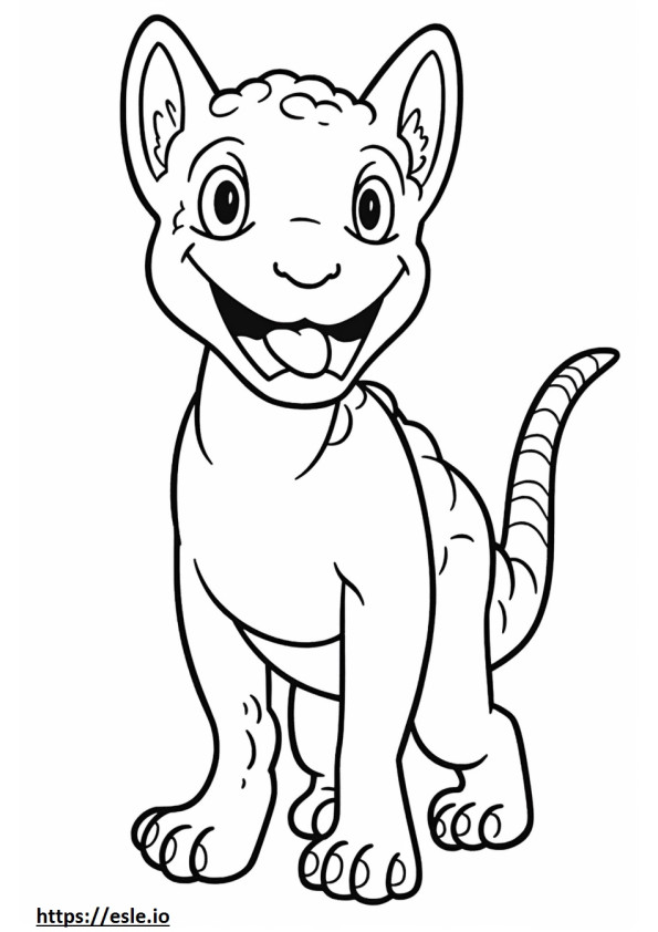Corn Rex Cat (Cornish Rex) Kawaii coloring page