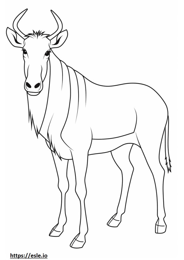 Wildebeest cute coloring page