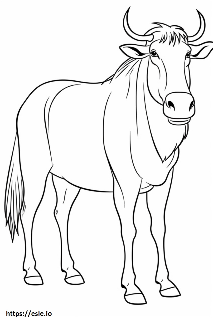 Wildebeest cute coloring page
