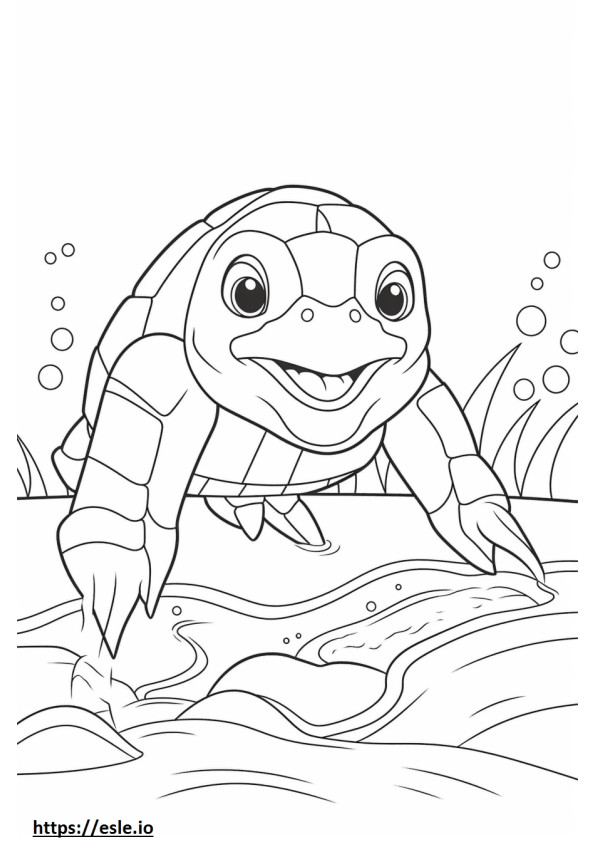 Leatherback Sea Turtle Kawaii coloring page