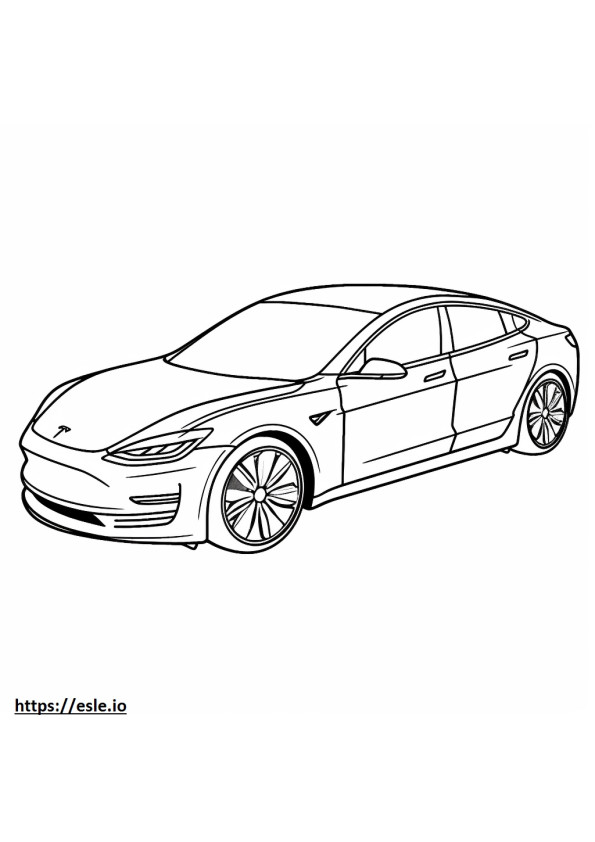 Tesla Model 3 mit großer Reichweite ausmalbild