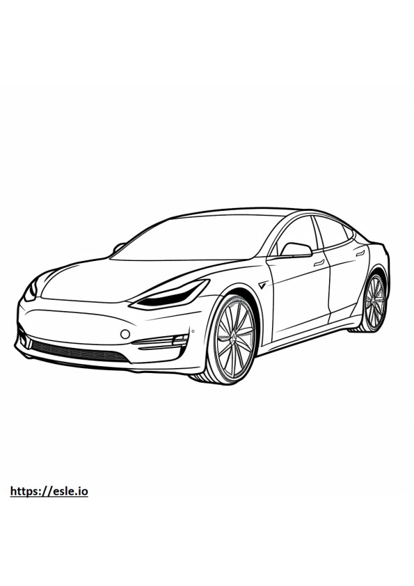Coloriage Tesla modèle 3 longue portée à imprimer