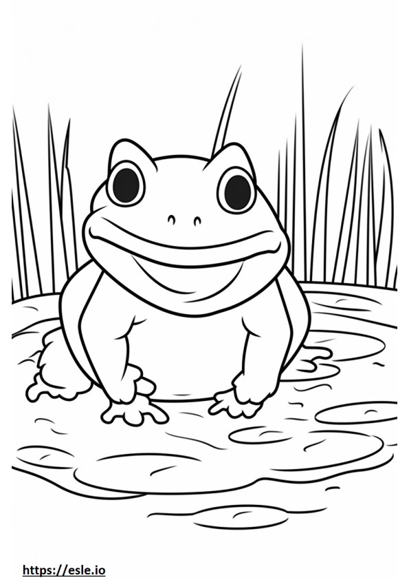 Marsh Frog Kawaii värityskuva