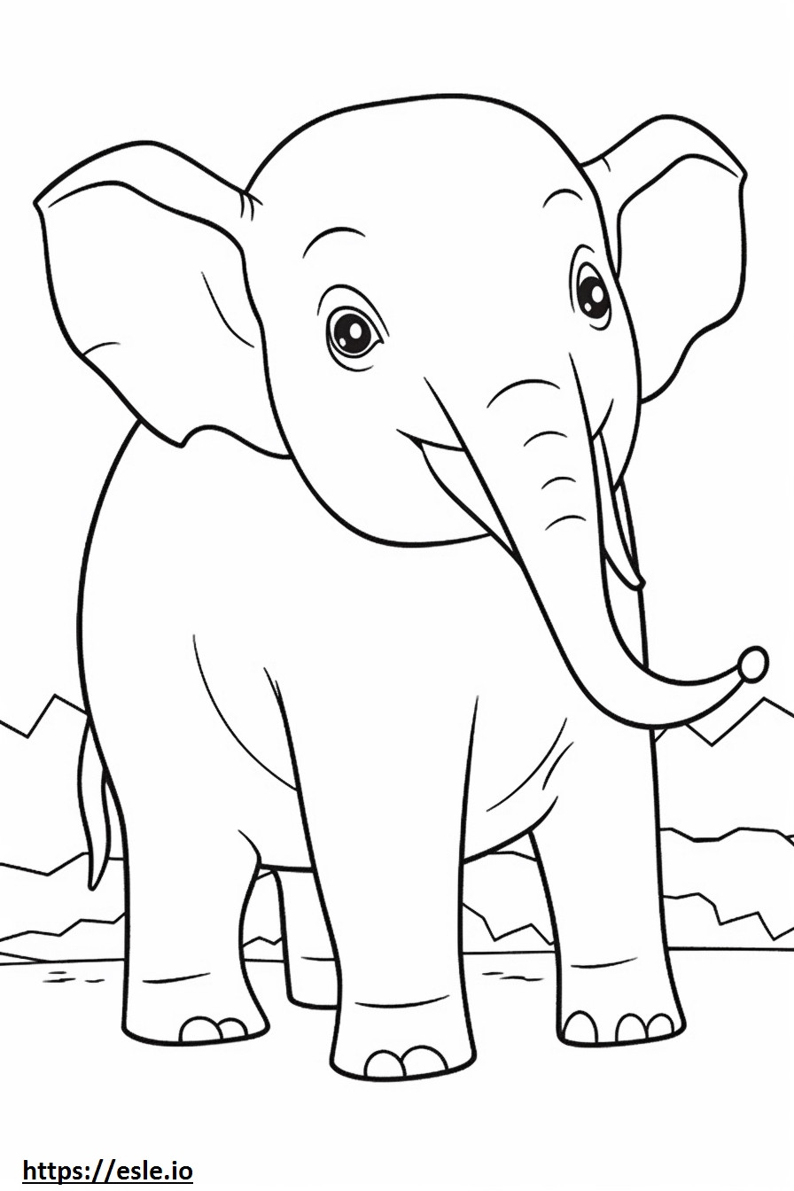 Elefante de Sri Lanka Kawaii para colorear e imprimir