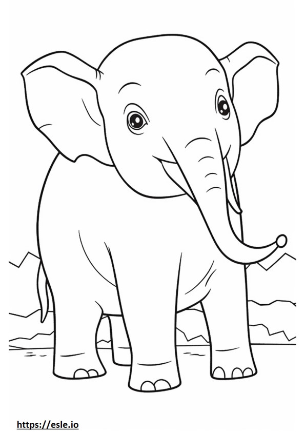 Elefante dello Sri Lanka Kawaii da colorare