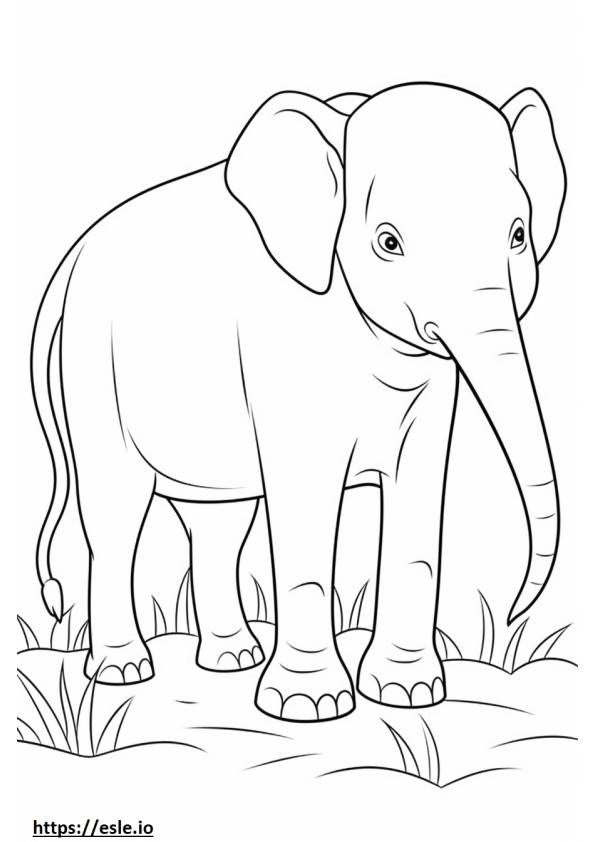 Sri Lankaanse olifant Kawaii kleurplaat