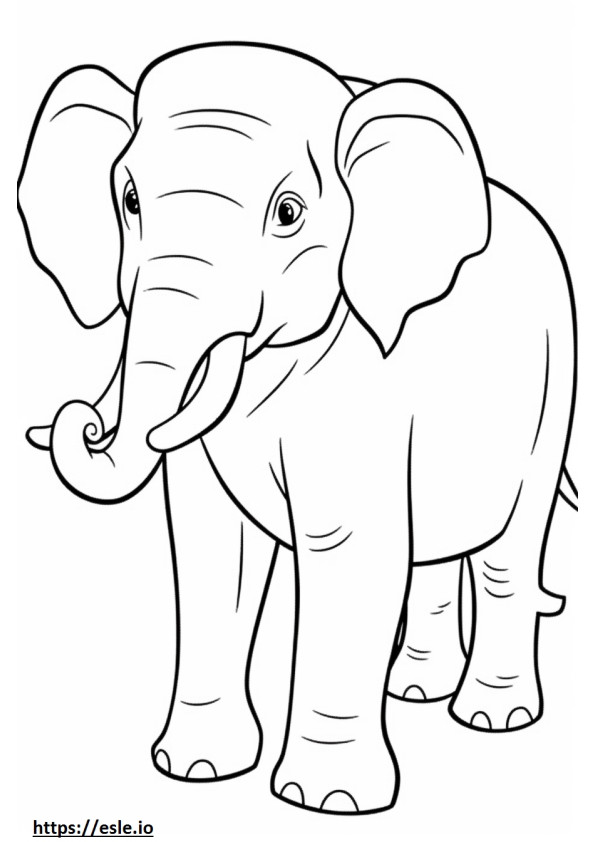 Elefantul din Sri Lanka Kawaii de colorat