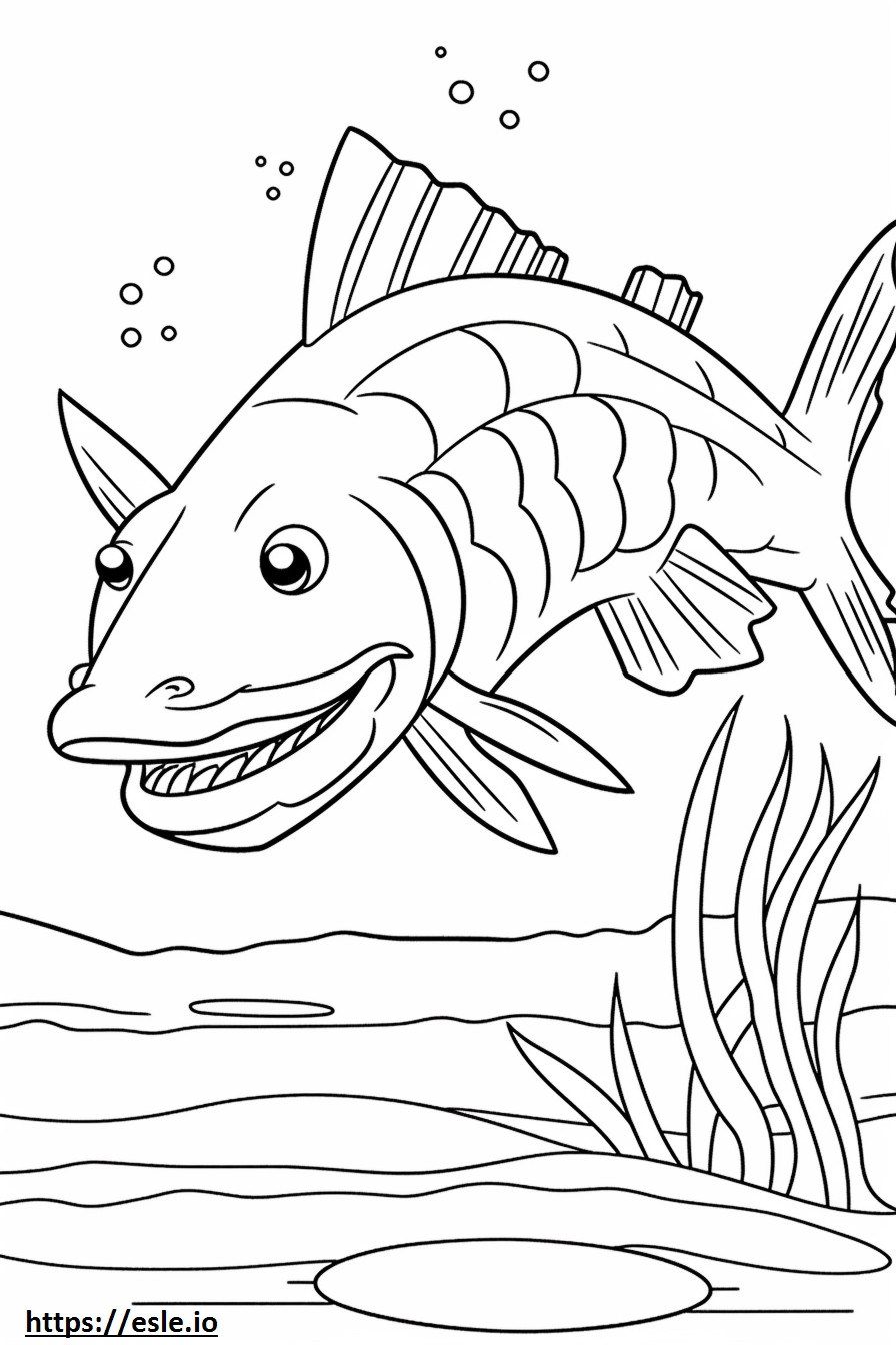 Tiger Muskellunge (Muskie) cute coloring page